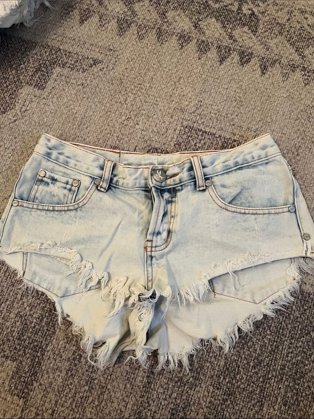 One Teaspoon Light Wash Distressed Denim Cutoff Shorts